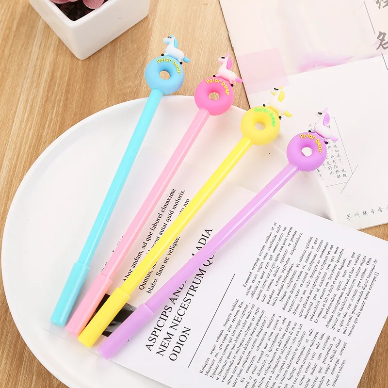 20 Pcs Cartoon Unicorn Gel Pen Creative Stationery Donut Pony Student Examination Gel Pens Wholesale