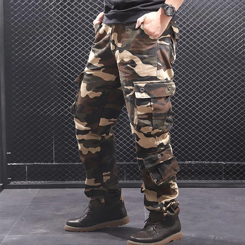 Pantaloni Casual mimetici uomo Camo Cargo Multi tasche pantaloni tattici militari pantaloni Hip Hop Streetwear Pantalon Homme Sweatpant