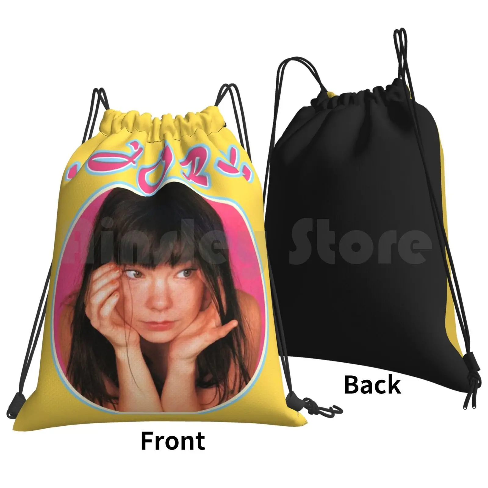 Bjork Circle Tee Backpack Drawstring Bag Riding Climbing Gym Bag Bjork Music Avant Garde Female 90s Electronic Pop Mu