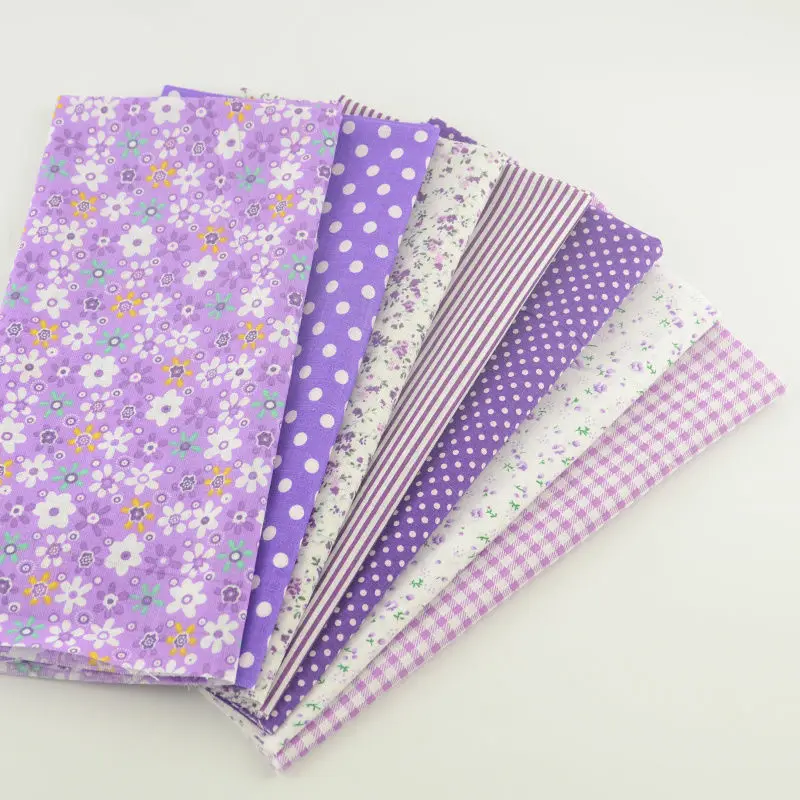 Booksew Purple Patchwork Plain Cotton Fabric Bundle Home Textile 7 PCS/Lot Qulit for Arts Craft Sewing Material Quilt Patchwork