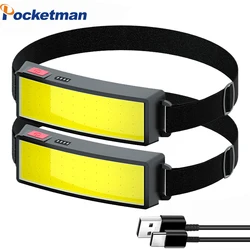 Powerful COB LED Headlamp USB Rechargeable Headlights Head Torch Camping Head Flashlight with Built-in Battery Hot Sale