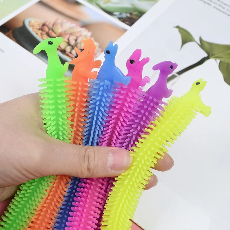 1/3/6pcs Funny Worm Noodle Stretch String Anti Stress Relief Toy Dinosaur TPR Rope String Autism Vent Toy for Kid Christmas Gift