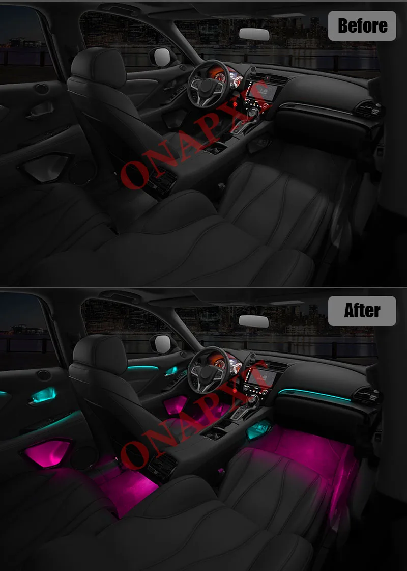 Car Ambient Light 64-Color Set For Honda Acura CDX 2016-2021 AML Button Control Decorative Atmosphere Lamp illuminated LED Strip