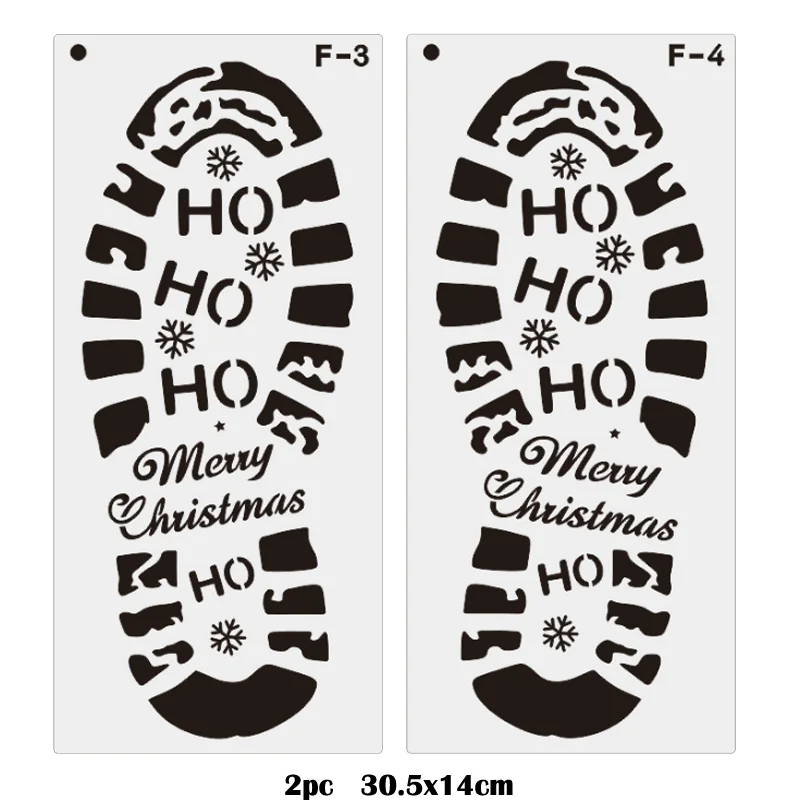 2pc Christmas Footprints Painting Diary Template DIY Scrapbook Coloring Embossing Album Decoration Stencil Cake Office School