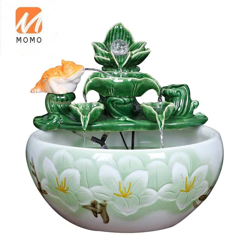 

Ceramic Fish Water Fountain Household Small Fish Globe Large Fish Culturing Tub Living Room Humidifying Decorative Landscaping