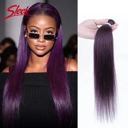 Sleek Brazilian Straight Hair Bundles Natural Purple Straight Remy Human Hair Bunles Deal For Black Women