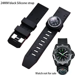 24MM black silicone rubber strap FOR Luminox military watch Bracelet 8831 With compass diving outdoor sports watch strap