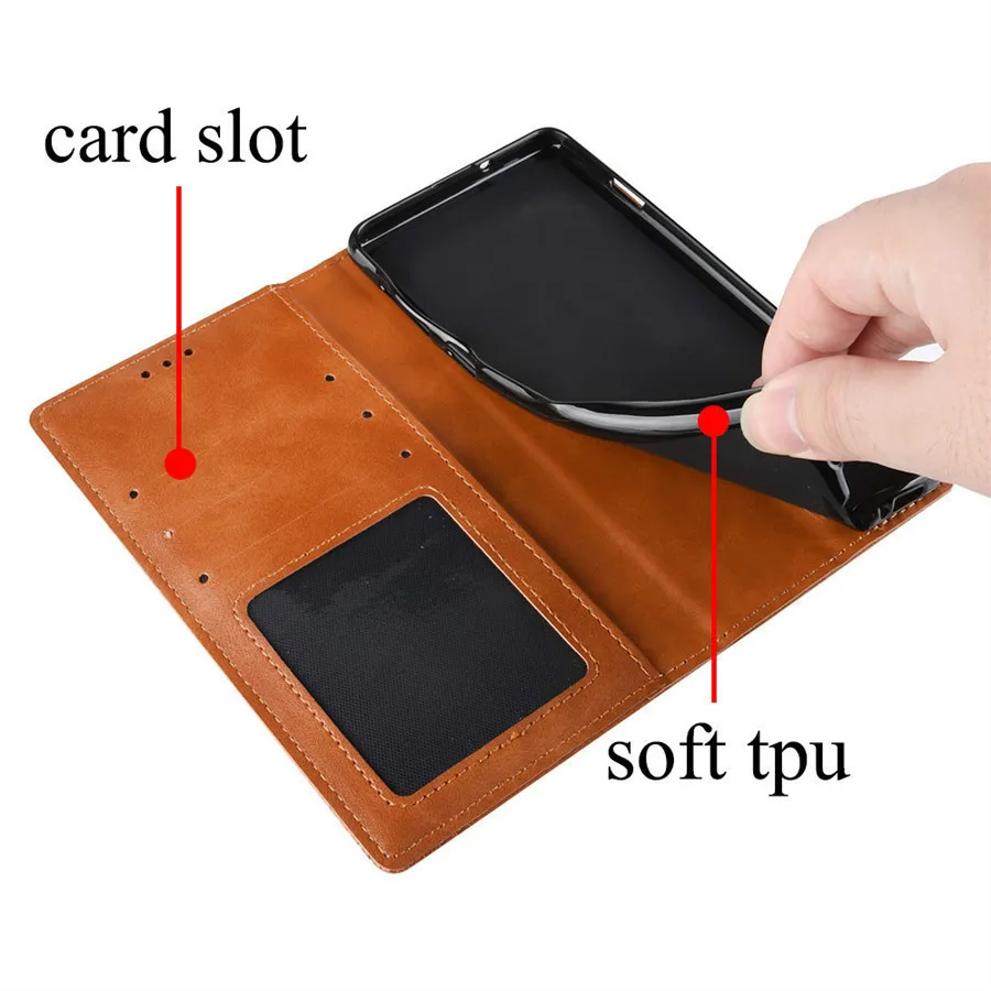 Retro Flip Book Leather Cover for Alcatel 3X 2019 5048U 5048Y Case Magnetic flip wallet case for alcatel 1S 2020 1V phone cover