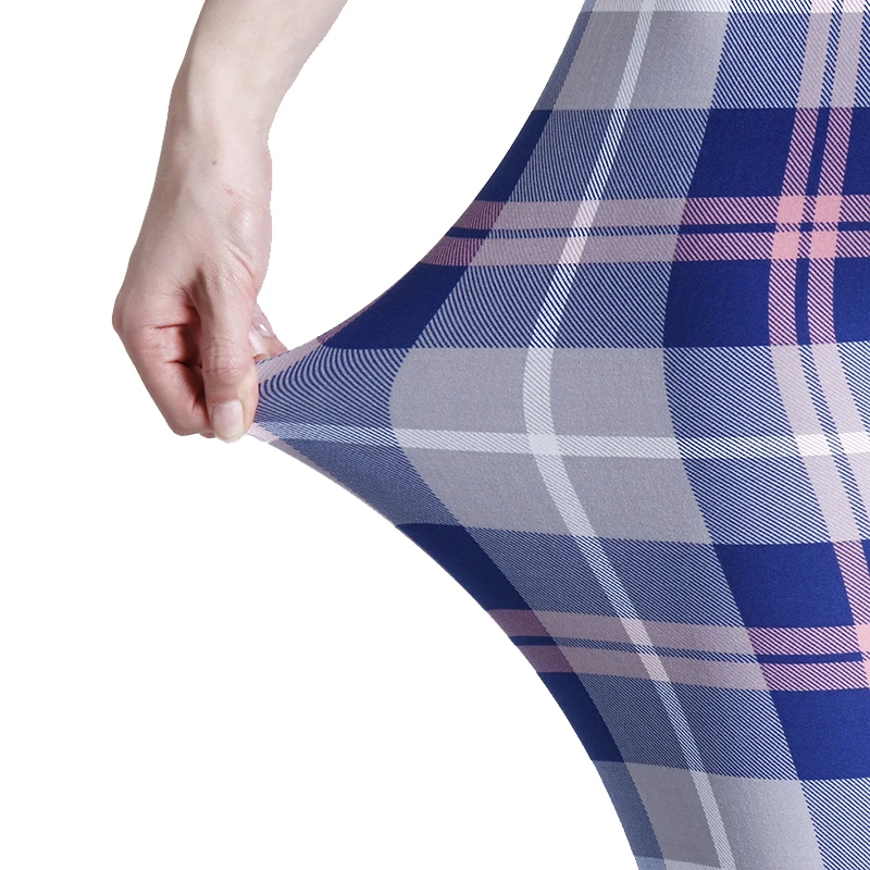 CHSDCSI moda kobiety Plaid drukowanie Legging Sexy wysokiej talii spodnie do fitnessu siatka Stretch legginsy trening elastyczność spodnie