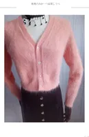 Women New Long Fur Mink Cashmere Sweater Small Coat Super Short Knitted Cardigan V-Neck With Long Sleeve Shawl JNS014 - Image 5