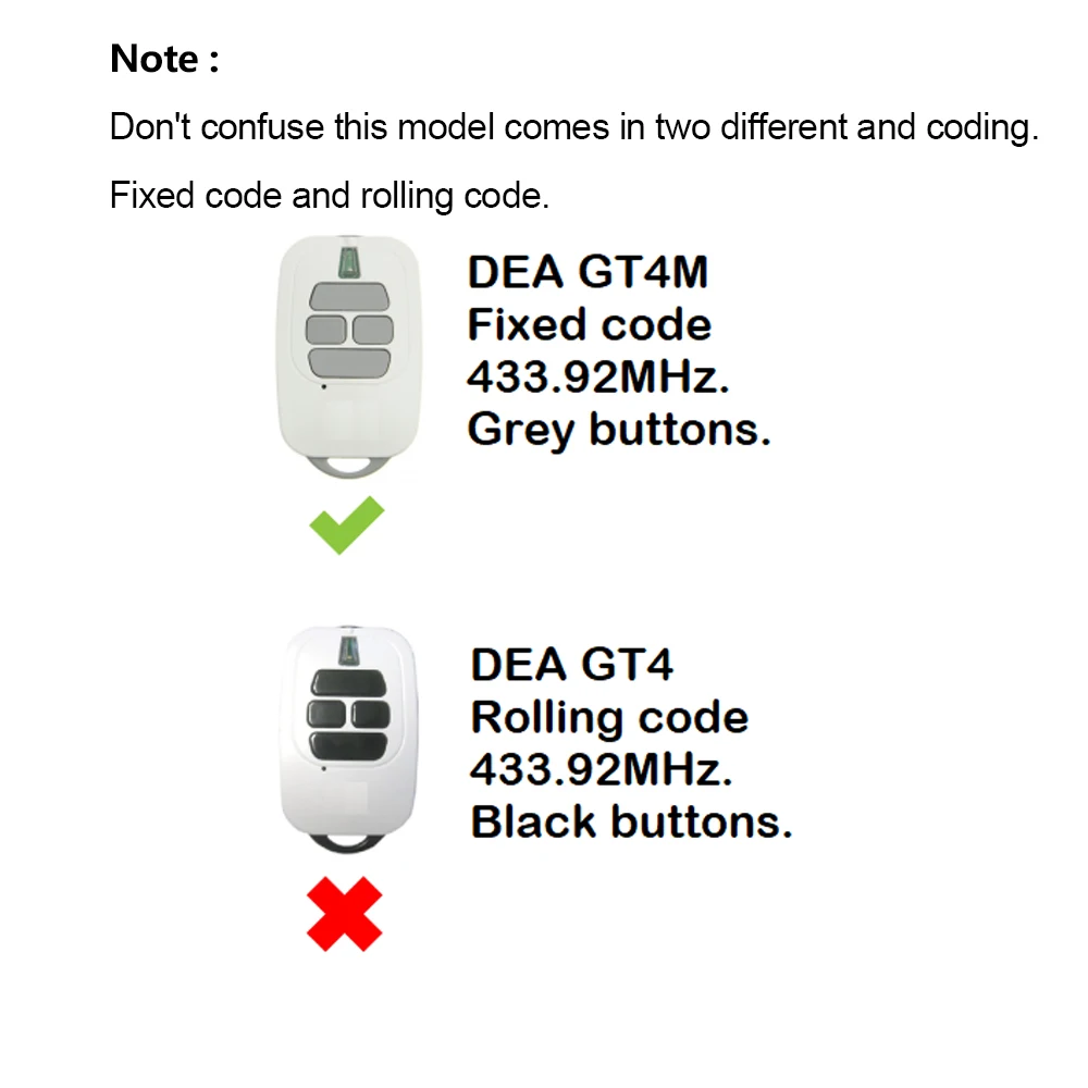 Dea-リモートコントロールデュプリケーター,ガレージドアオープナー,固定コード送信機,2チャンネル,433.92MHz,gt2m,gt4m
