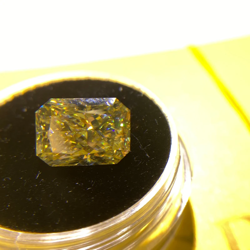 

Hot Gems 1 Carat Moissanites Loose Diamond Radiant Cut D VVS Yellow Synthetic Lab Created Moissanites Gemstone