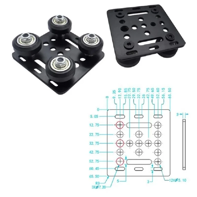 1 pz nero 2020 v-slot in alluminio anodizzato profilo estrusione 100mm-800mm guida lineare 1PC V cavalletto plat set puleggia piastra scorrevole