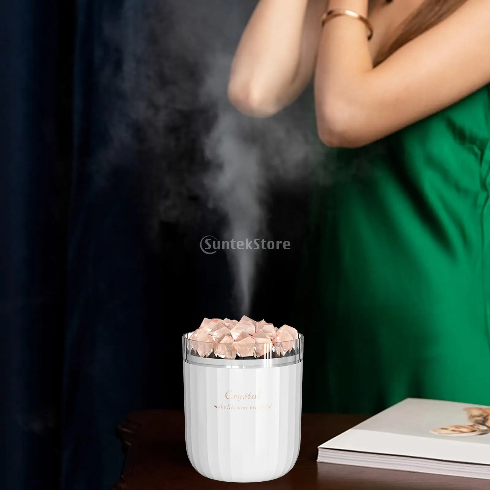 Диффузор эфирного масла 8 часов, Гималайская солевая Лампа Диффузор с 7 меняющимися лампочками, диффузор для ароматерапии, увлажнитель холодного тумана