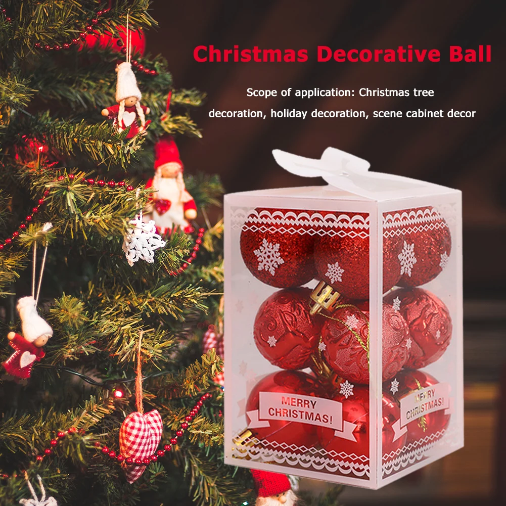 24/12Pcs ต้นคริสต์มาสตกแต่ง Xmas Ball สีแดงสีแดงแขวนต้นไม้จี้ Home Party ตกแต่งสำหรับ2021ใหม่ปี Navidad