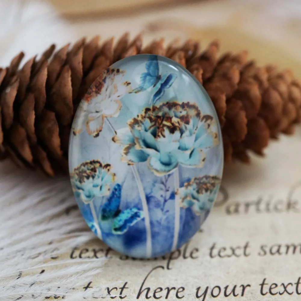 oval 13x18mm 18x25mm 30x40mm sunflower Glass Cabochon for bracelet necklace earring rings brooch DIY Jewelry hand made supply
