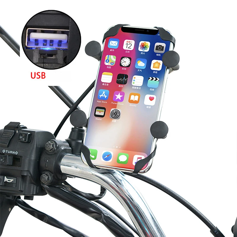 

Motorcycle Mobile Phone Holder Mount Support With USB Charger 360Degree Adjustable Grip GPS Navigation Bracket for iPhone 11 BMW