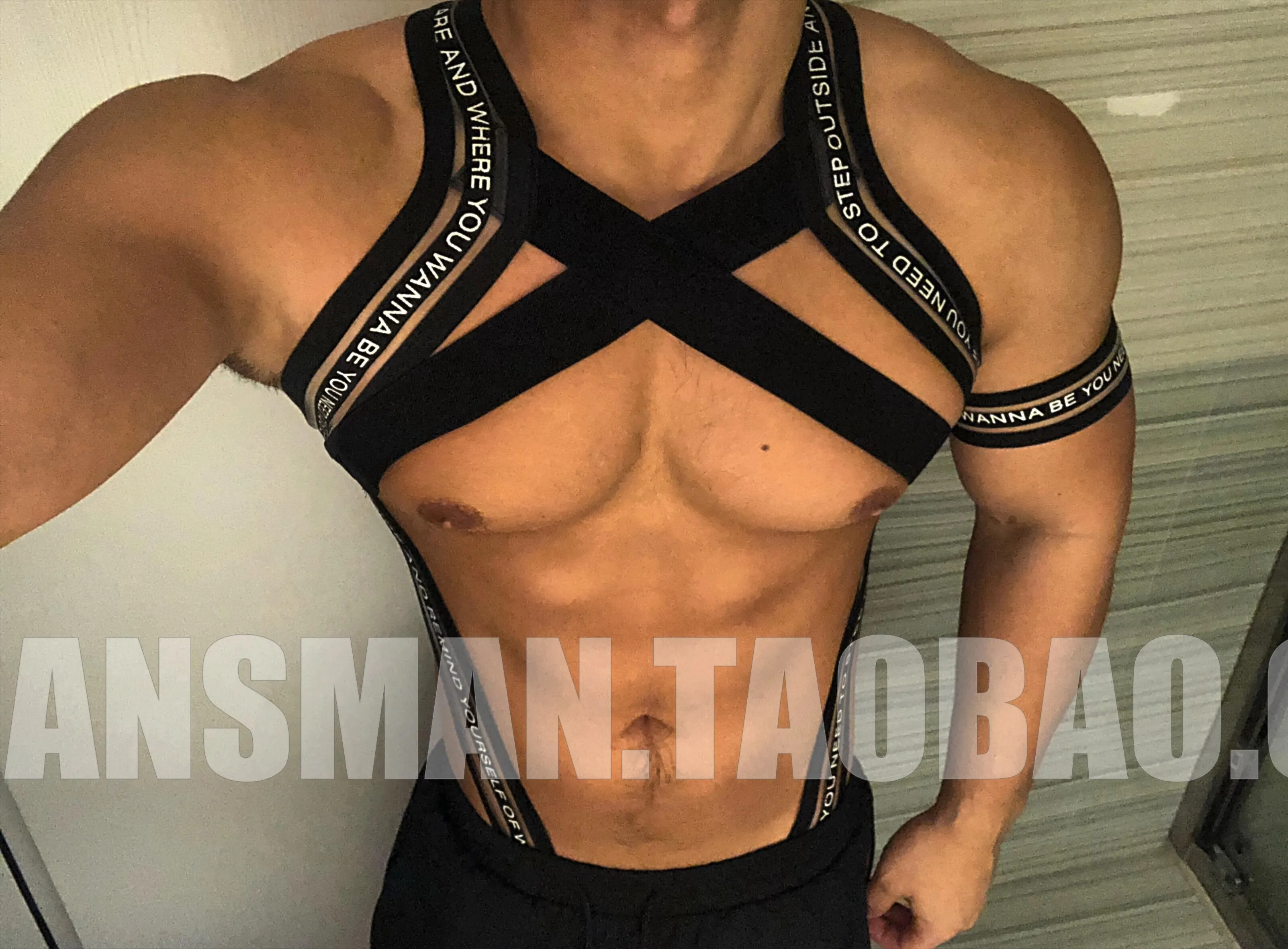 Nightclub DJ Male gogo Costumes Elastic Bandage one-piece Hollow Chest Strap Stage Show Sports Sexy Straps