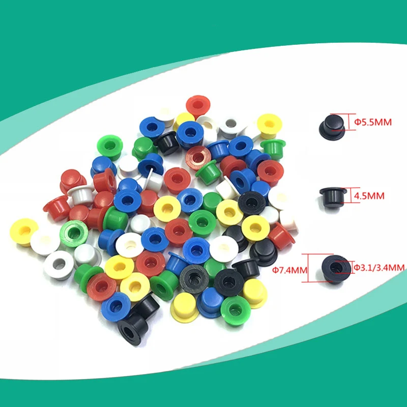 100PCS A101 Button Switch Round Caps Push Key Cap Size 4.5mm*7.4mm inner diameter 3.1 / 3.4mm 6*6 Tact Switch