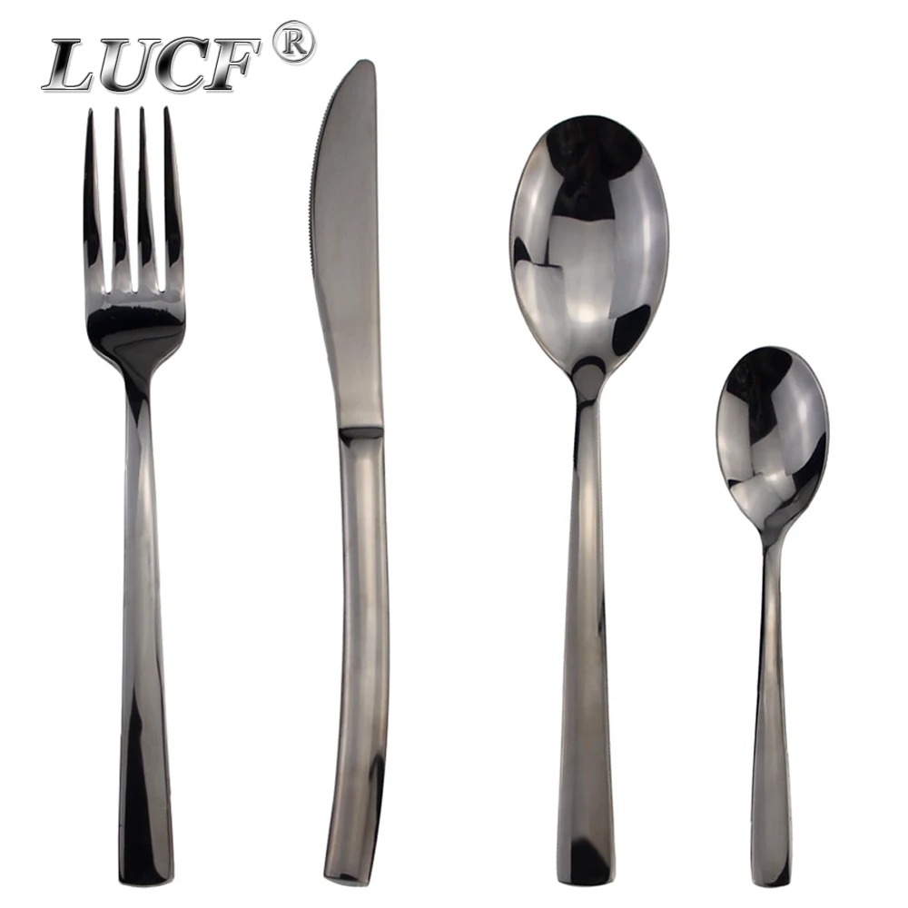 

LUCF Stylish Stainless Steel Western Cutlery Mirror Polish Colorful Set Popular Dinnerware Dining Utensil for Home Restaurant