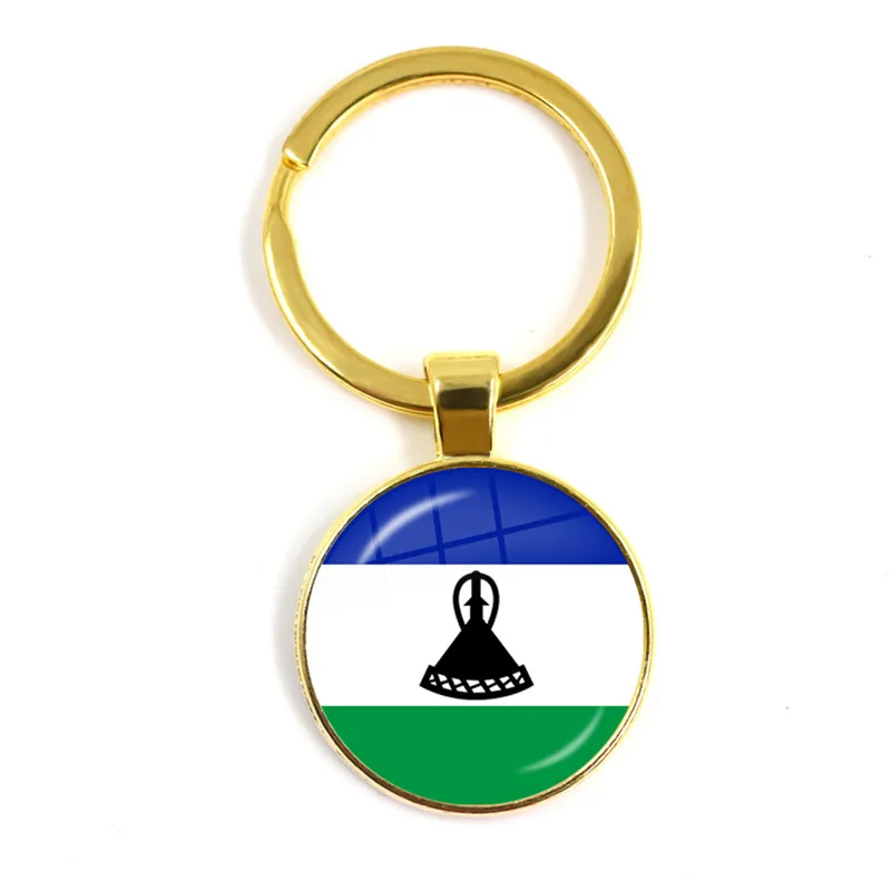 Djibouti,Uganda,Gambia,Congo,Gabon,Comoros,Lesotho,Somalia,Bulgaria 25mm Glass Cabochon National Flag Keychain Keyholder Gift