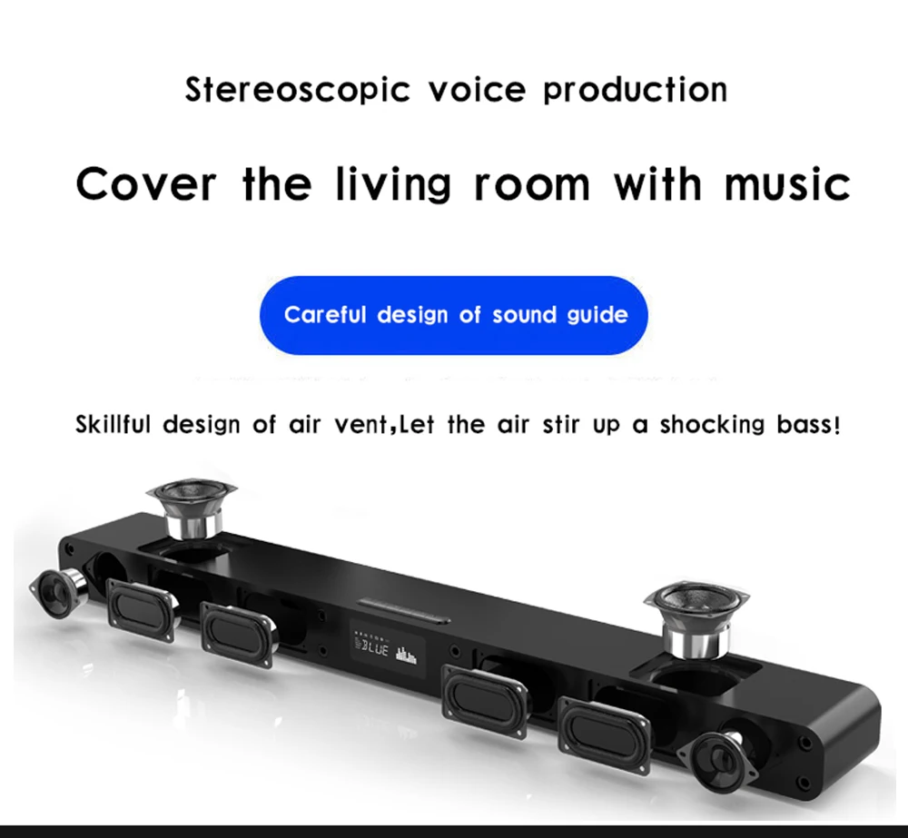 JY AUDIO A9 Bluetooth Speaker 8 Voice units surround sound integrated home theater TV Soundbar With 8 inch subwoofer