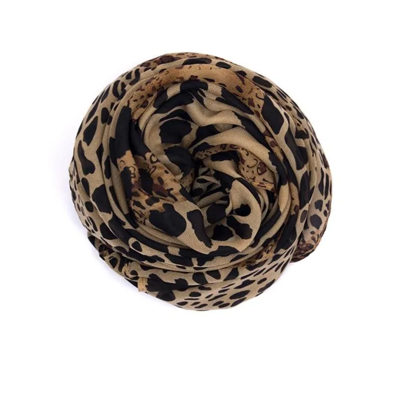 Fashion Leopard Scarf New Korean Fashion Chiffon Scarf Wrap Shawl Stole Scarves Wraps For Women Elegant Long Neck Large Scarf