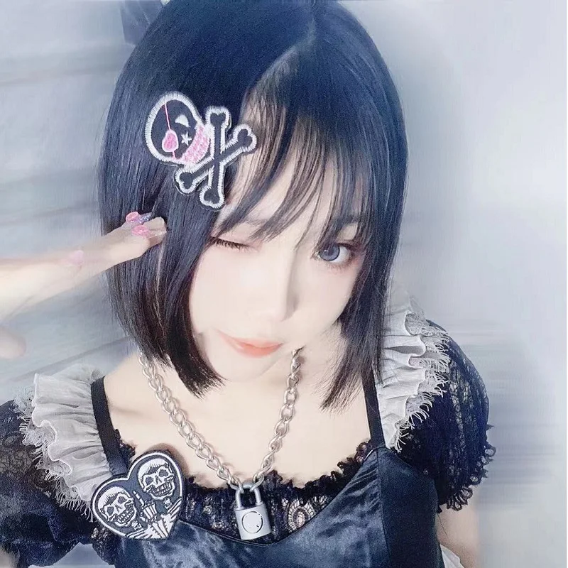 Harajuku Punk Cross Skull Hair Clip Gothic Lolita Halloween Bat Wings Hairpin Party Cosplay Girls Hair Accessories