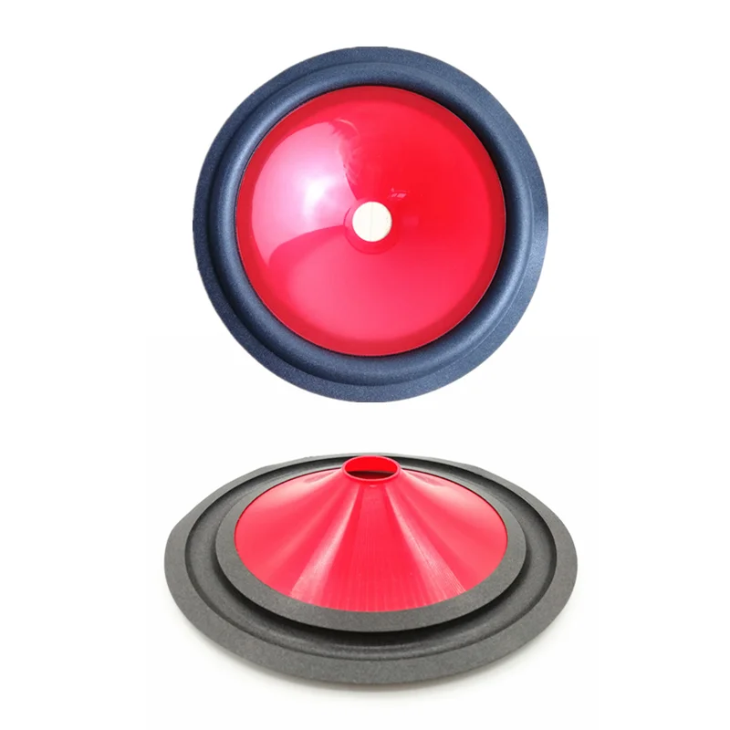 2pcs  6.5 Inch 158mm Speaker Foam Edge Injection Cone Full Frequency Red Color Plastic Cones Basin 19.5 mm Core