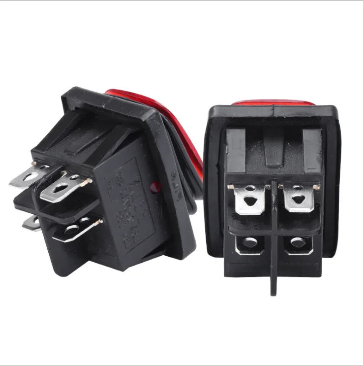 on off 16A/250V Heavy Duty 4 pin DPST IP67 Sealed Waterproof T85 Auto Boat Marine Toggle Rocker Switch with LED 12V 220V 30x22