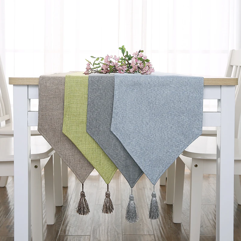Modern fashion solid table cloth Party Wedding Decoration cloth bamboo carvas cloth Table Runner Cloth Cover