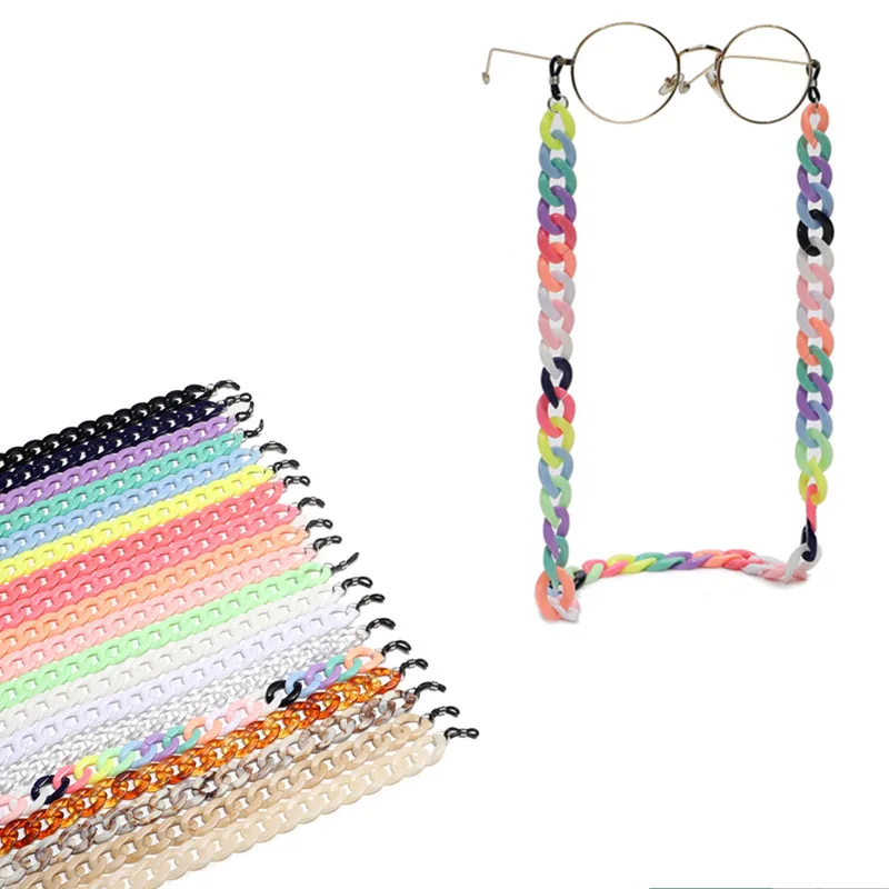 Acrylic Single Button Chain Silicone Anti-slip Mask Chain Eyeglass Chain Thick Eye Chain Fashion  Popular Style 65cm Long 1Piece