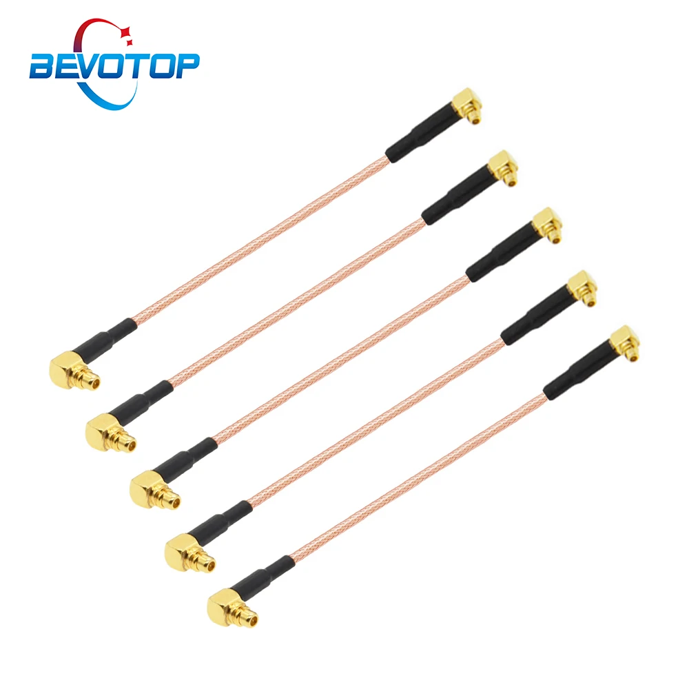 10pcs Elbow MMCX RG178 Cable MMCX Male Right Angle to MMCX Male Right Angle Coaxial Extension Cable Custom RF Coax Jumper Cable