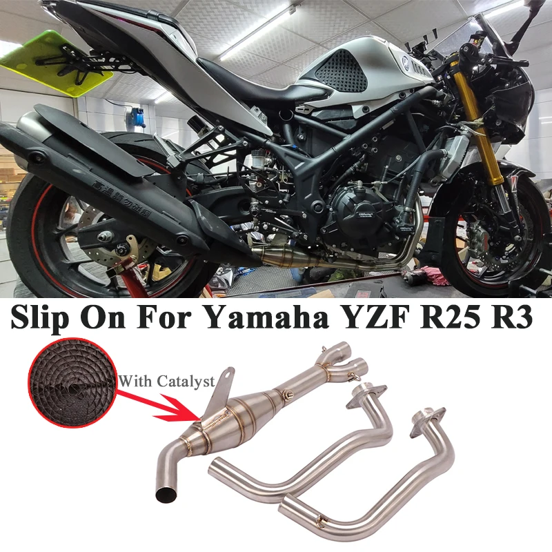 

Slip On For Yamaha YZF R25 R3 MT-03 Motorcycle Exhaust Pipe Escape Front Middle Link Pipe With Catalyst Connect Original Muffler