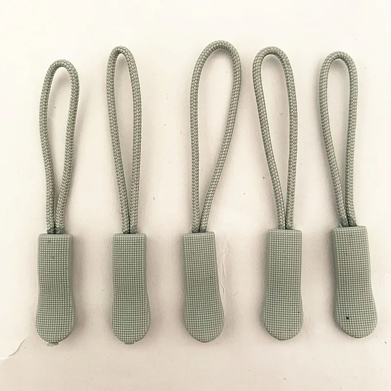 

10pcs light grey zipper PU zipper handle injection zipper PCV Drawstring head