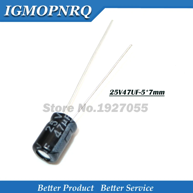 

50PCS/lot 25V47UF 5*7mm 47UF 25V 5x7 Good quality 25v47 Aluminum electrolytic capacitor new