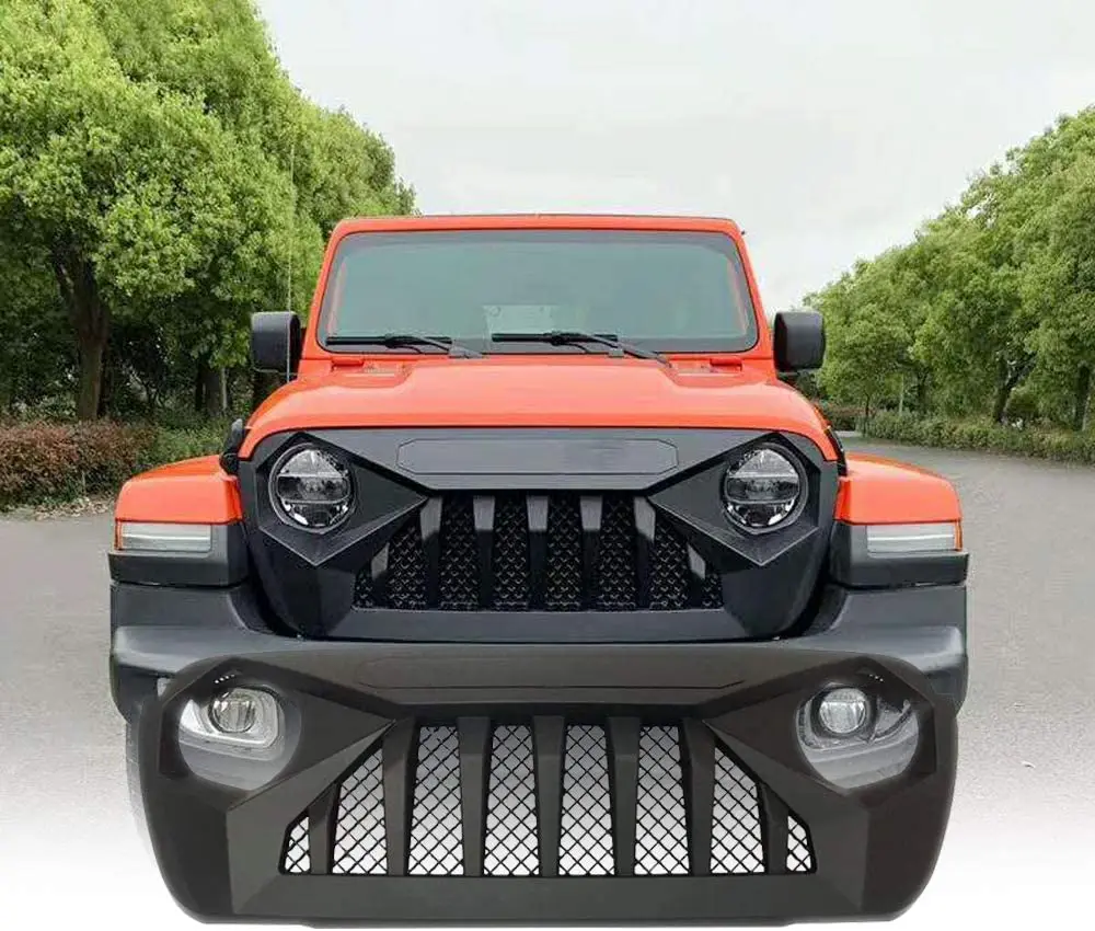 

Matte Black Front Grill Mesh Grille for Jeep Wrangler 2018+ JL JLU & Unlimited Rubicon Sahara Sports