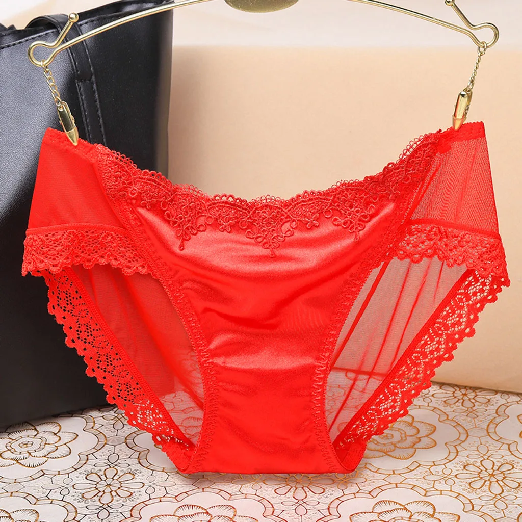 Satin Silk Panties Sexy Panty Briefs Lace Panties Women Underwear Lingerie Panties For Female Ladies Floral Pantys Underpants