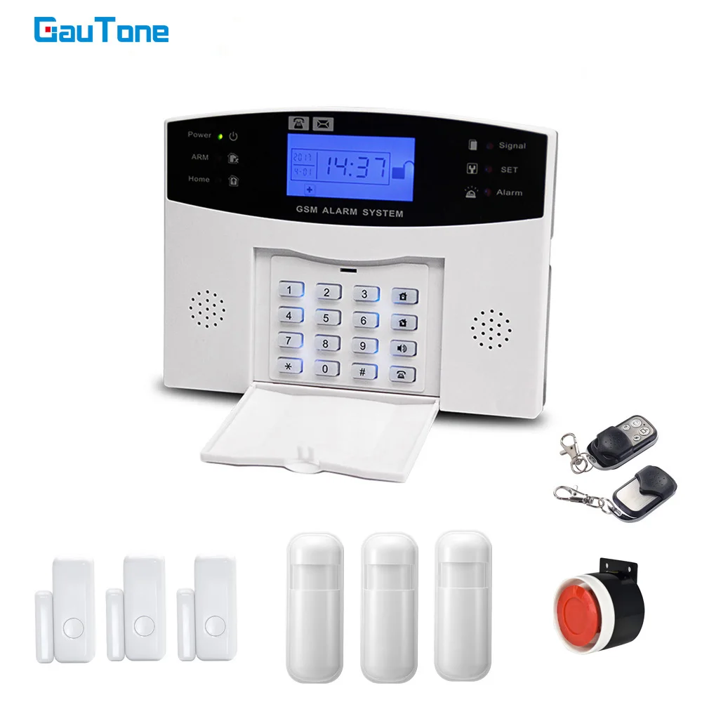 GauTone-alarma de seguridad para el hogar, sistema de alarma antirrobo inalámbrico con Detector de movimiento, Control remoto, 505 GSM