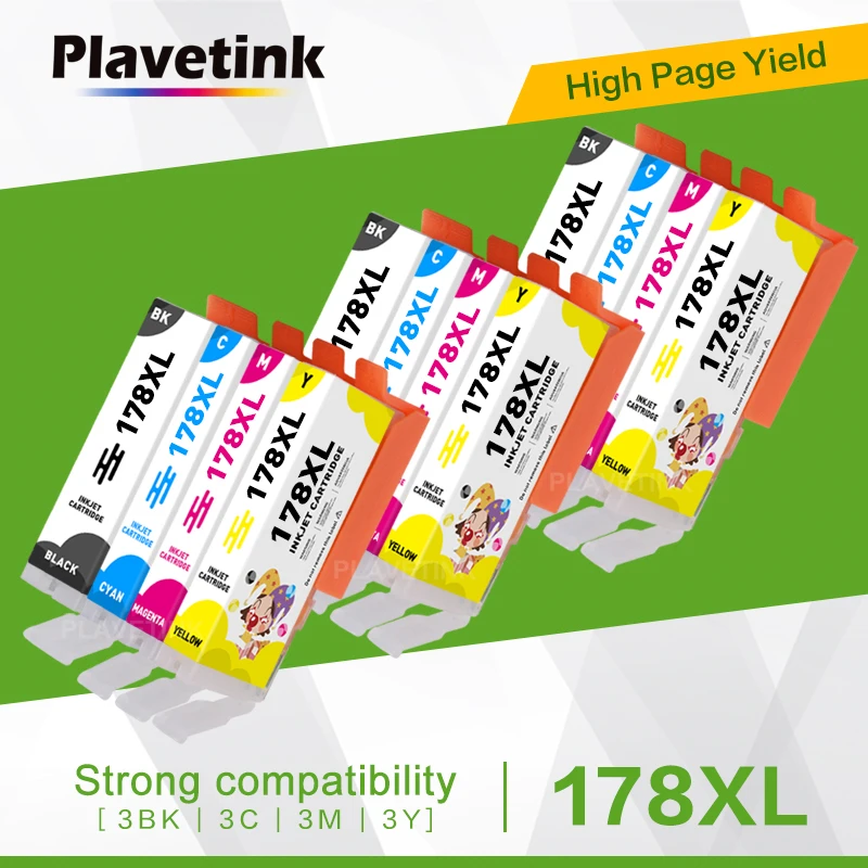 

Plavetink 12 PCS 178XL Compatiable Ink Cartridge HP 178 XL For HP178 6515 6520 6521 7510 7515 B109a B109n B110a Printer