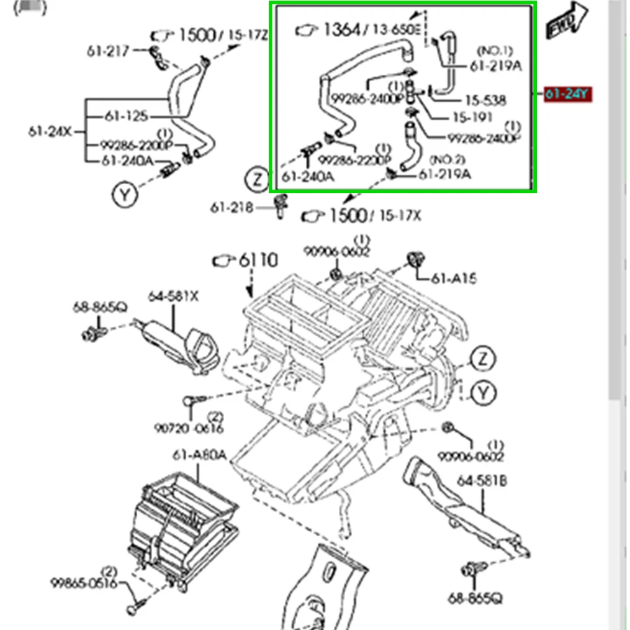 Car accessories 61-24Y engine outlet heater water hose with connector for Mazda 3 2.0 BK 2004-2010 Mazda 5 Premacy 2007-2011 CR