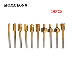 10pcs HSS Router Bits Wood Cutter Milling 1/8