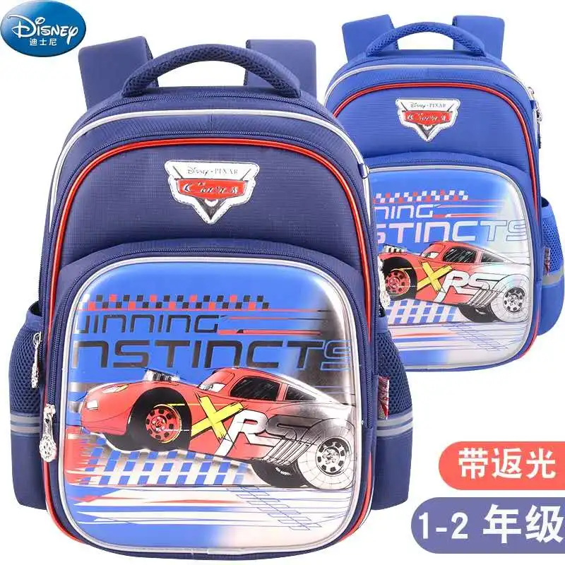 Disney LIGHTING MCQUEEN School Bags for Boys Primary Student shoulder Backpack Car Bag Gift Super Light Large Capacity Mochilars