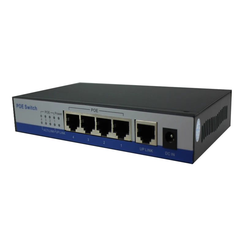 10/100 Mbps Rj45 Poe Switch 802.3af 4 Port Catu Daya 15.5W untuk Kamera Ip Nvr Ip Telepon Wifi Titik Akses 4 Port Poe Switch