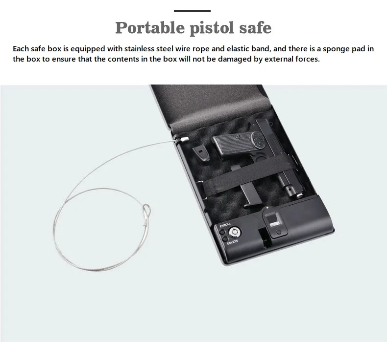 Biometrischer Fingerabdruck-Safe aus massivem Stahl, Sicherheitspistole, Schlüssel, Wertsachen, Schmuckschatulle, tragbare Sicherheit, biometrische