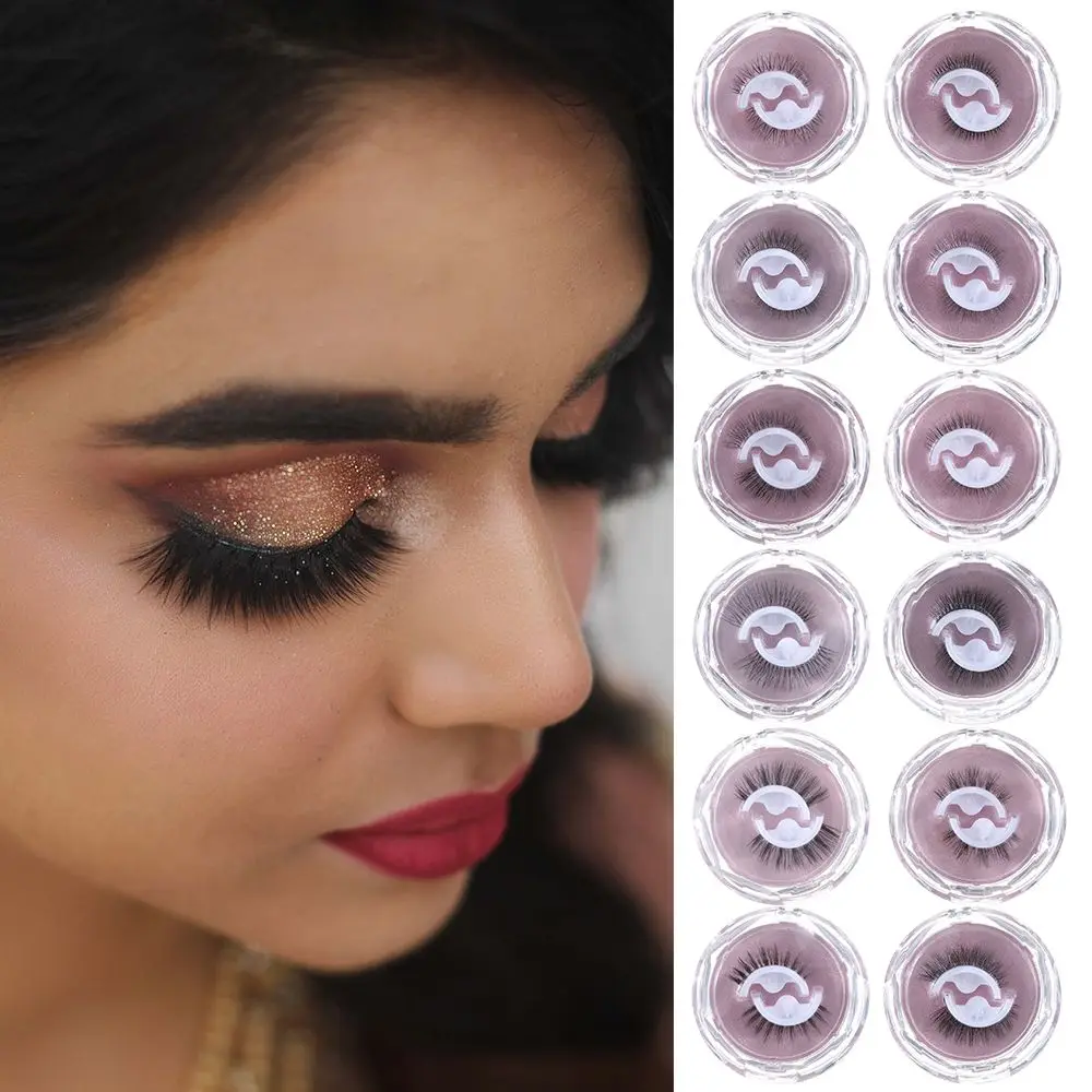 SKONHED 1 ペアのつけまつげ接着剤不要うっすらとした 3D ミンク再利用可能なナチュラルカーリー自己粘着つけまつげ