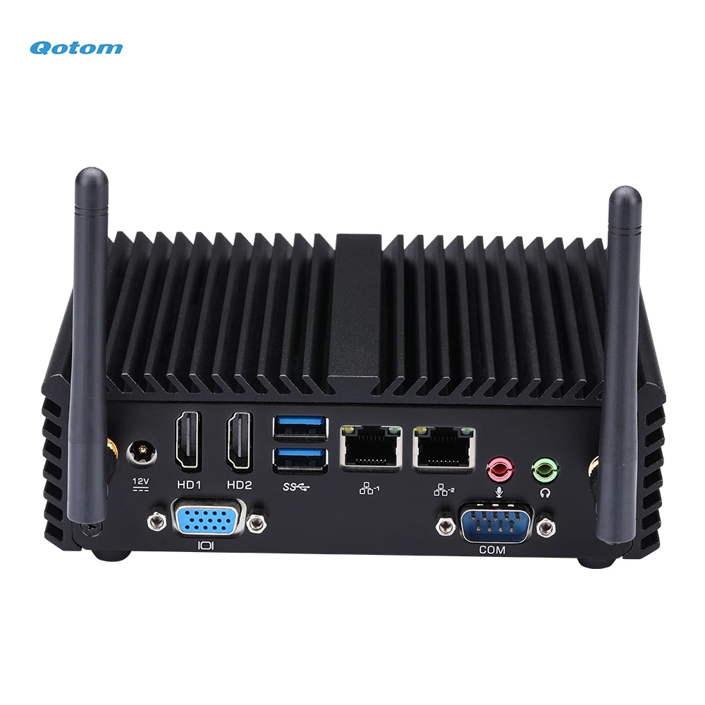 Fanless Dual Lan 3 Hd Display Poorten Quad Core 1.6 Ghz Pentium J3710 Processor Onboard Qotom Mini Pc