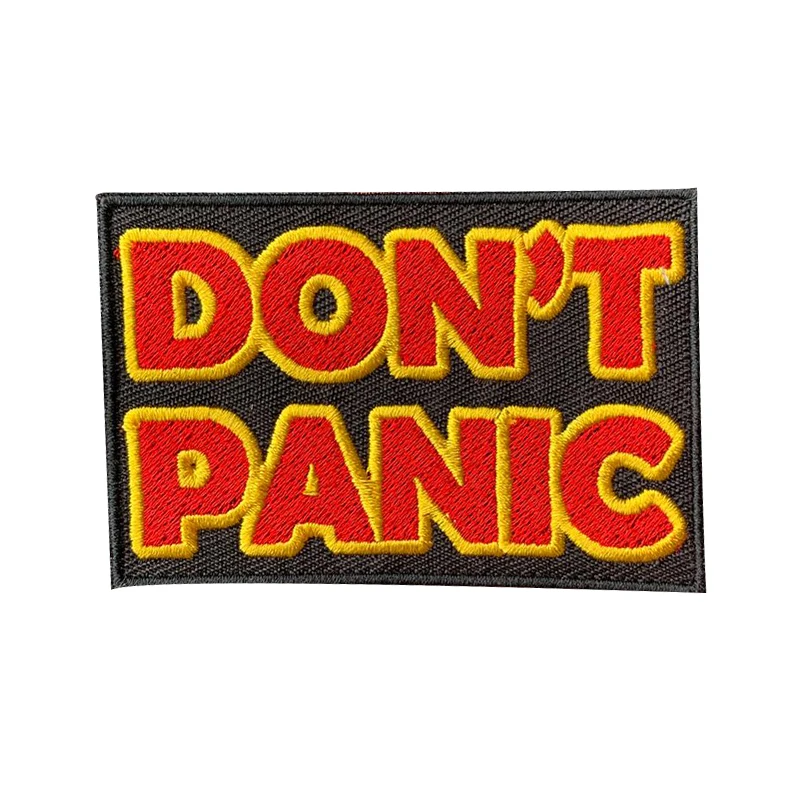 Letter DONT PANIC Embroidered Badge Patch Iron on T-Shirt Embellishments Finishes Sewing DIY Applique Stickers Patchwork