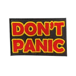 Letter DONT PANIC Embroidered Badge Patch Iron on T-Shirt Embellishments Finishes Sewing DIY Applique Stickers Patchwork