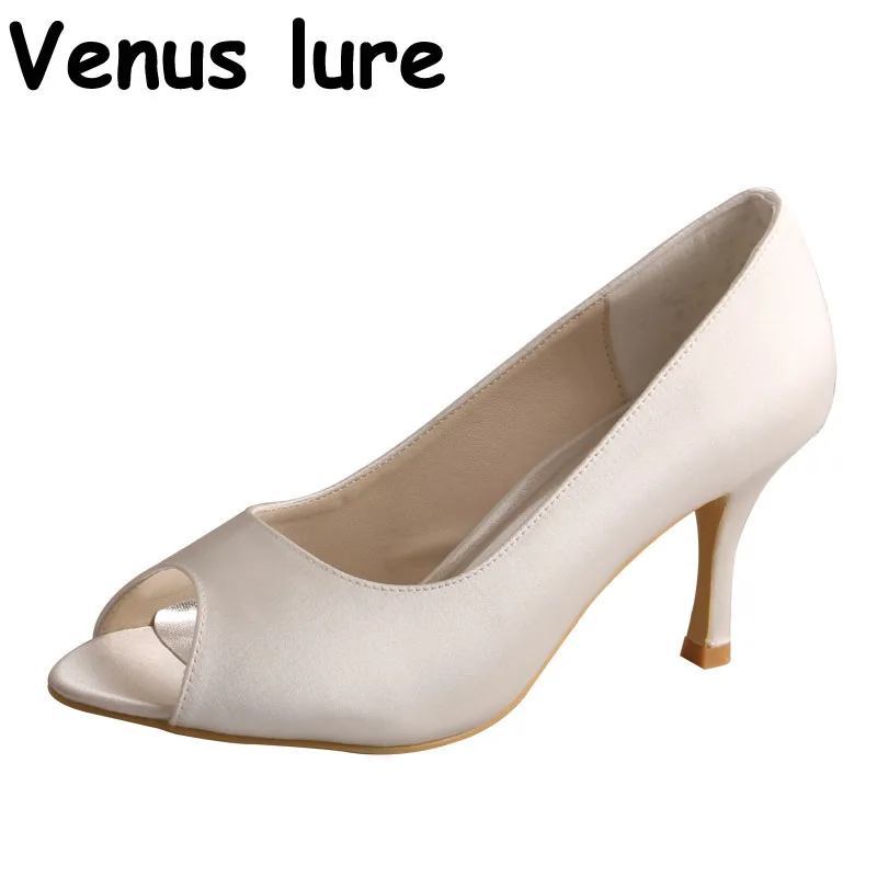 Venus lure Customized 23 Colors Ivory White Stiletto Heels Peep Toe Women Bridal Shoes Size 9